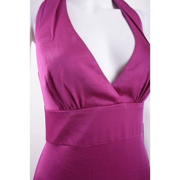 Theia Womens Celeste Satin Halterneck Gown Dress Sz 4 Small Purple 8817578 NWT - Picture 3 of 6